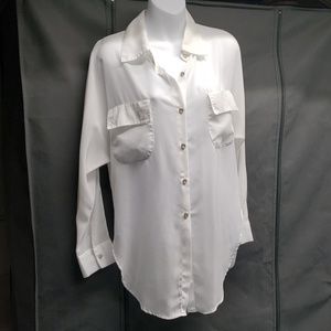 Sheer white gold button blouse